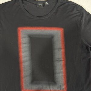 Boss Black Short-Sleeve Tee with Red and Gray Rectangular Graphic